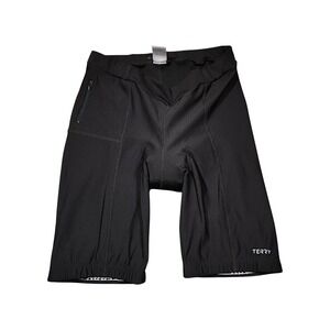 Terry Cycling Shorts 1X Wom 10" Black Padded Zipper Pocket Tour Performance USA